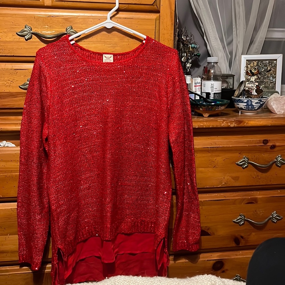 Faded Glory Red Sequin Sweater
